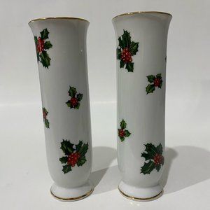 Lefton China Holiday bud vases